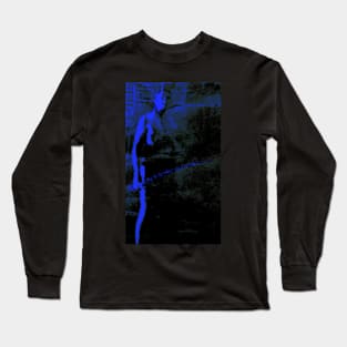 Portrait, digital collage and special processing. Dark fantasy. Man with spike. Blue, very bright. Long Sleeve T-Shirt